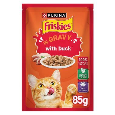 Purina Friskies Duck Chunks in Gravy Wet Cat Food Pouch 85g
