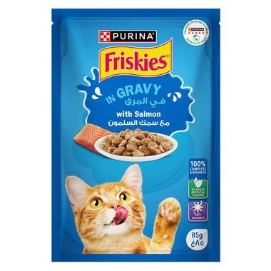 Purina Friskies Salmon Chunks in Gravy Wet Cat Food Pouch 85g