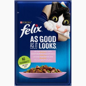 PURINA FELIX As Good as it Looks with Trout and Green Bean Wet Cat Food Pouch 85g