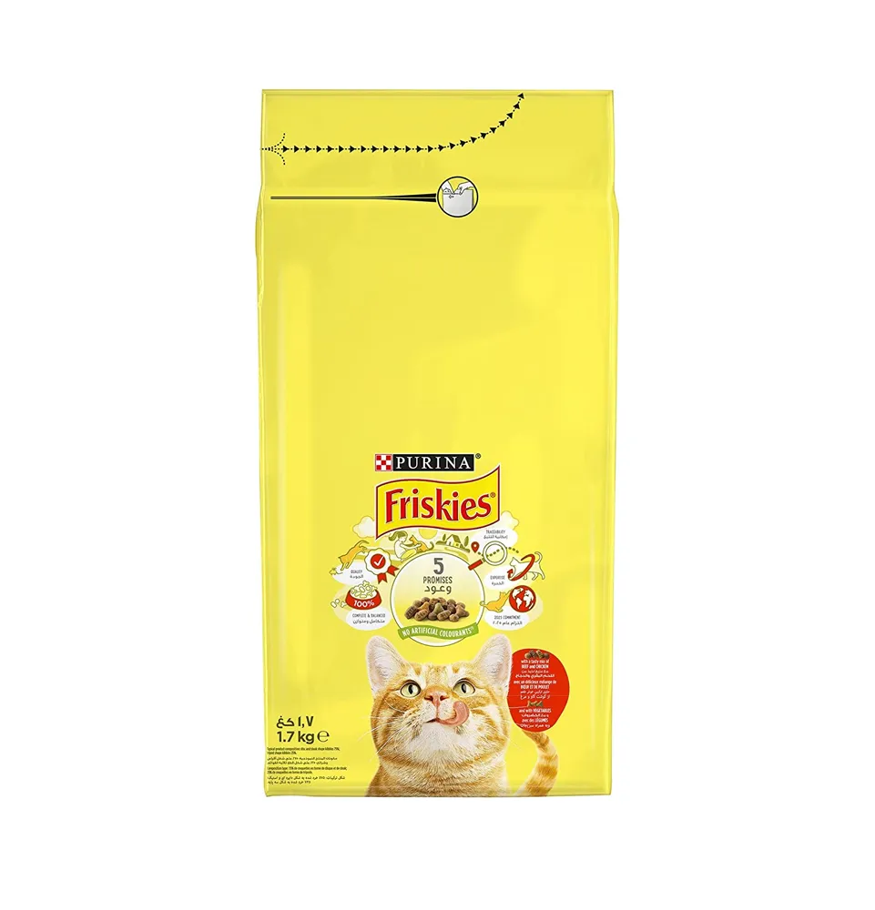 PURINA Friskies®with a tasty mix of Beef and Chicken and with Vegetables Dry Cat Food 1.7 kg
