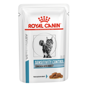 Royal Canin Feline Sensitivity Control – chicken & rice (85 gm Pouch)- Wet food for adverse Food Reactions with dermatologic and/or gastro-intestinal signs – 12 pouches per box.